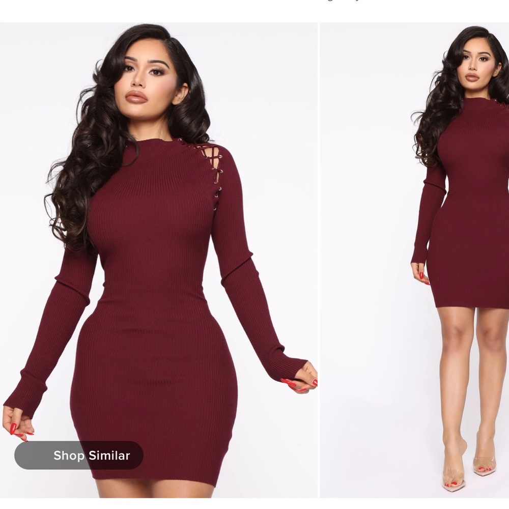 Burgundy sweater dress